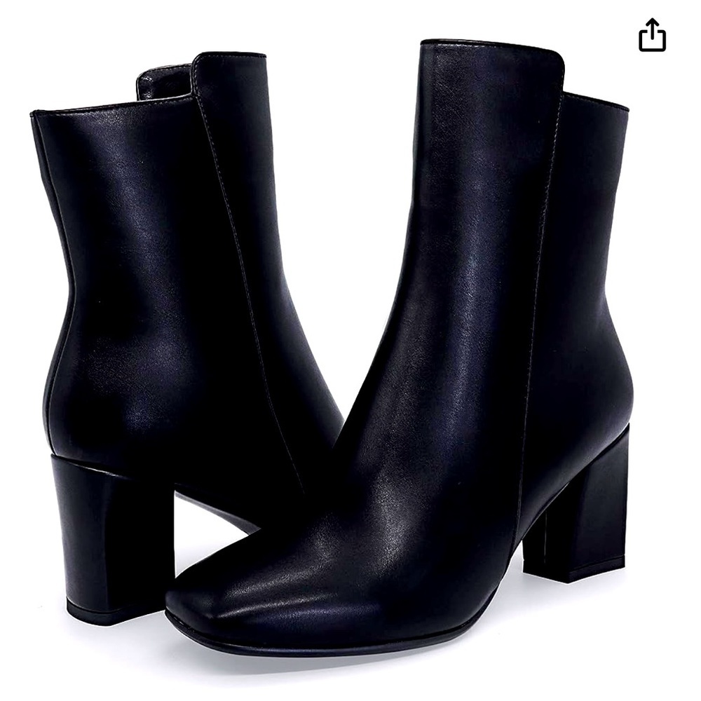 Idifu Ada 8.5 Black Ankle Boots Booties Wedge Heel Chunky Leather Zip NEW Fall